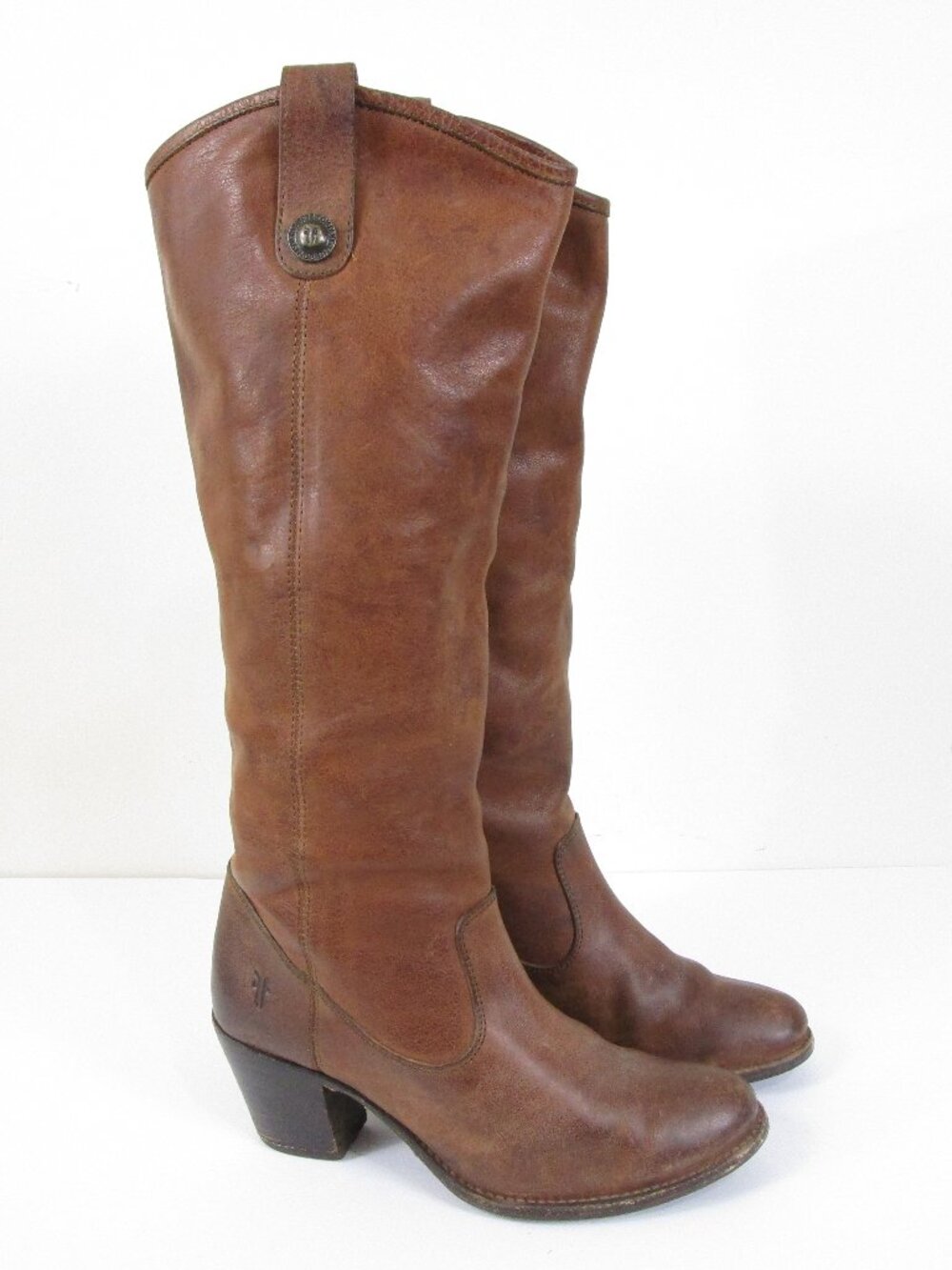 Frye Womens Jackie Button Tall Brown Leather Pull On Knee High Boots Size 7